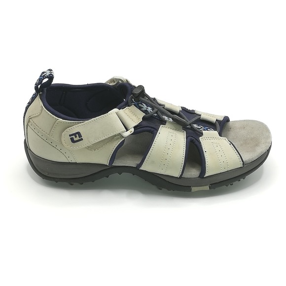 Footjoy FJ Shoes Womens Sandal Golf Greenjoys Soft Spikes Stone Leather 9 - Picture 1 of 11